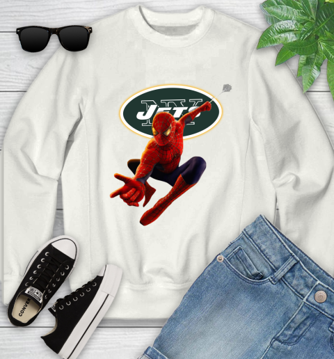NFL Spider Man Avengers Endgame Football New York Jets Youth Sweatshirt