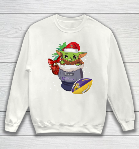 Minnesota Vikings Christmas Baby Yoda Star Wars Funny Happy NFL Sweatshirt 2