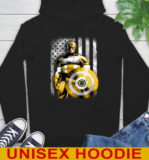 Boston Bruins NHL Hockey Captain America Marvel Avengers American Flag Shirt Hoodie