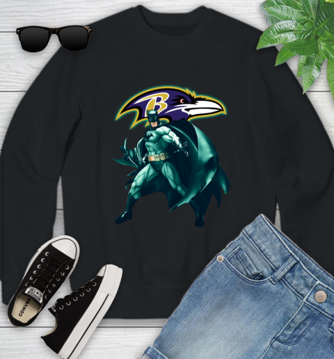 NFL Batman Football Sports Baltimore Ravens Youth Sweatshirt 2