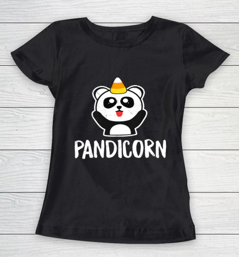 Pandicorn Funny Halloween T Shirt Panda Unicorn Candy Corn Women's T-Shirt