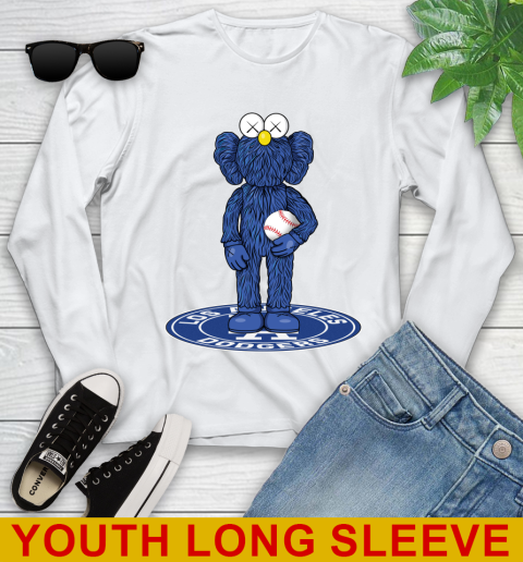 MLB Baseball Los Angeles Dodgers Kaws Bff Blue Figure Shirt Youth Long Sleeve