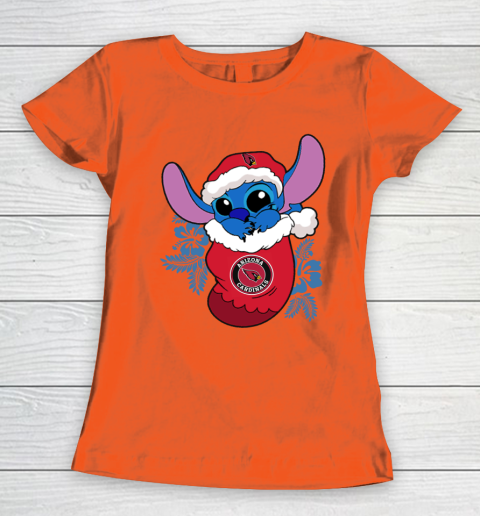 Arizona Cardinals Christmas Stitch In The Sock Funny Disney NFL Women's T-Shirt 5