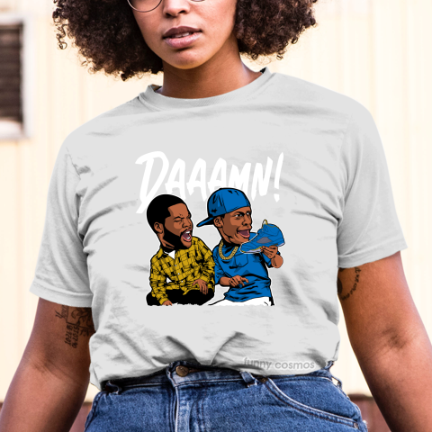 Air Jordan 5 Laney Royal Matching Sneaker Tshirt Daaame Meme 2 Blue and yellow Jordan Tshirt