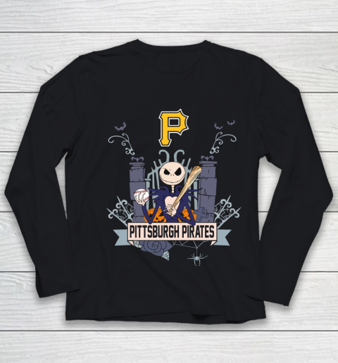 MLB Pittsburgh Pirates Baseball Jack Skellington Halloween Youth Long Sleeve