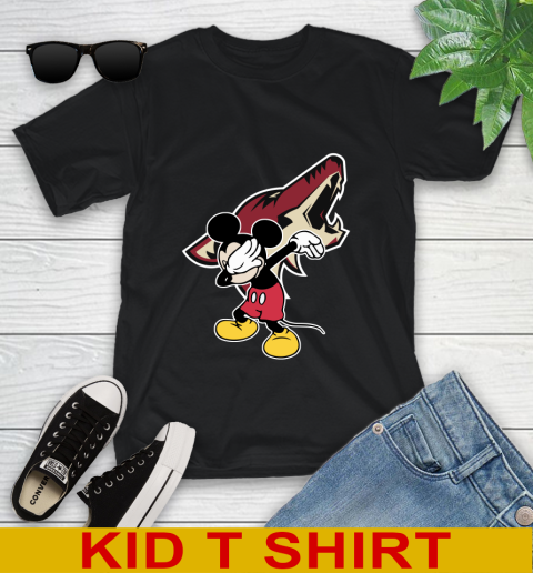 Arizona Coyotes NHL Hockey Dabbing Mickey Disney Sports Youth T-Shirt 2