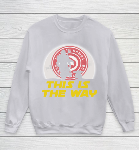 Atlanta Hawks NBA Basketball Star Wars Yoda And Mandalorian This Is The Way Youth Sweatshirt 3