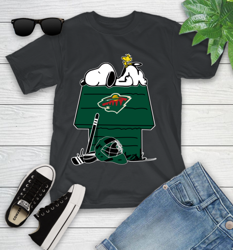 Minnesota Wild NHL Hockey Snoopy Woodstock The Peanuts Movie Youth T-Shirt 2