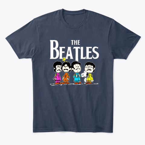 7pku peanuts snoopy and the beatles classic t shirt 2 front navy