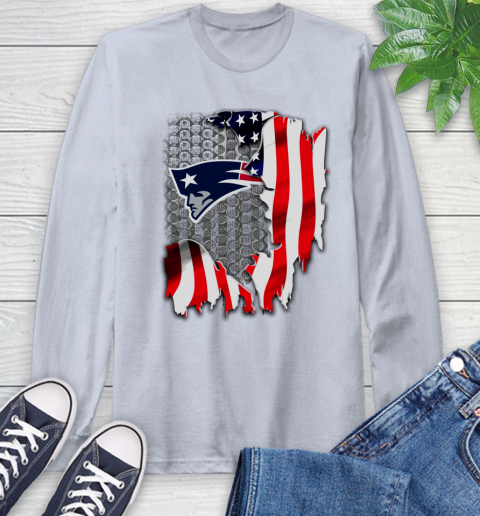 New England Patriots NFL Football American Flag Long Sleeve T-Shirt 6