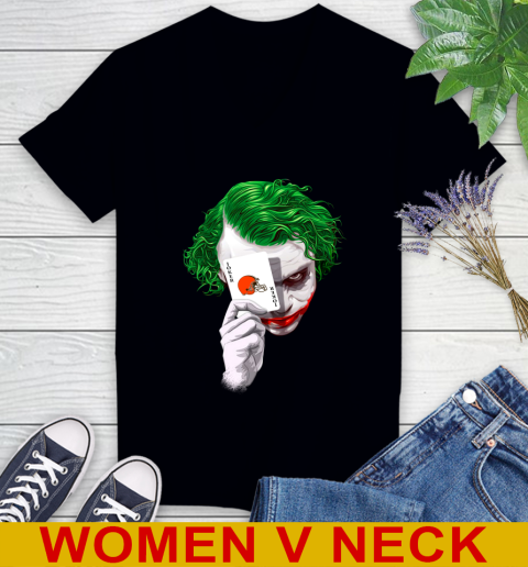 Cleveland Browns NFL Football Joker Card Shirt Women's V-Neck T-Shirt