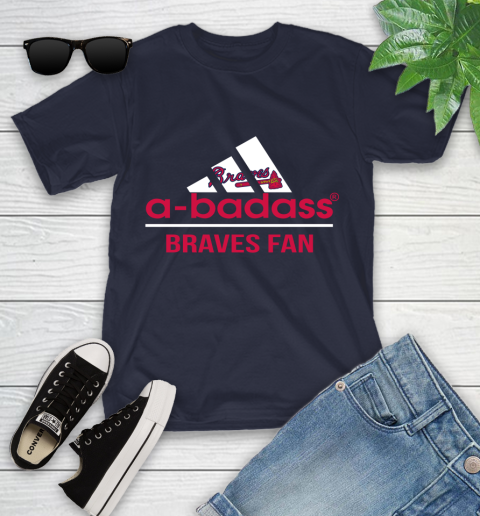 MLB A Badass Atlanta Braves Fan Adidas Baseball Sports Youth T-Shirt 2