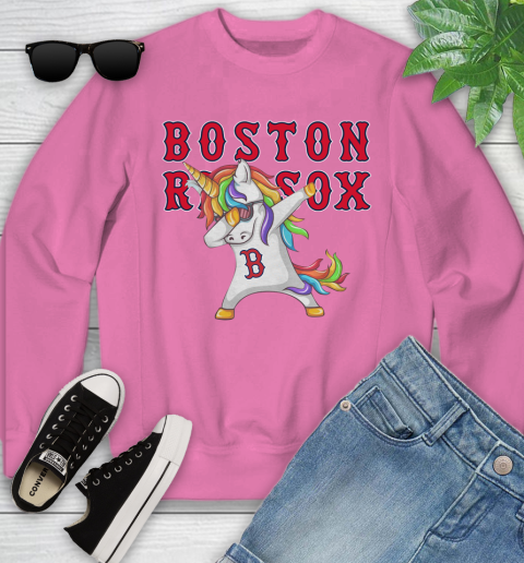 Boston Red Sox MLB Baseball Funny Unicorn Dabbing Sports Youth Sweatshirt 7