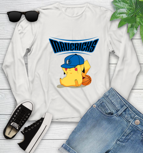 NBA Pikachu Basketball Sports Dallas Mavericks Youth Long Sleeve 12
