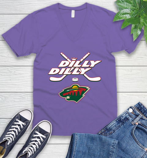 NHL Minnesota Wild Dilly Dilly Hockey Sports V-Neck T-Shirt 10