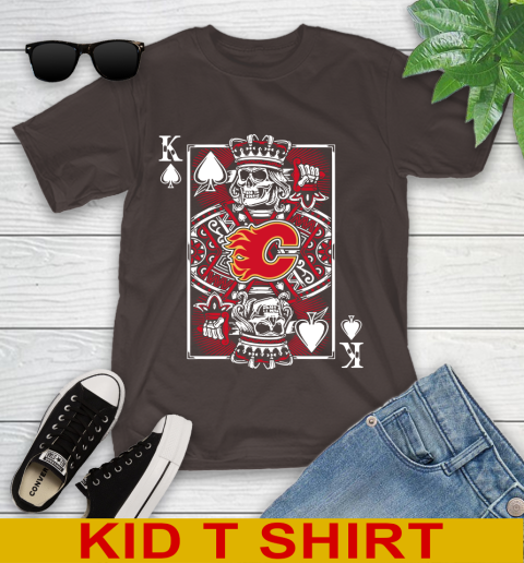 Calgary Flames NHL Hockey The King Of Spades Death Cards Shirt Youth T-Shirt 6