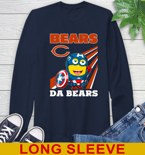NFL Football Chicago Bears Captain America Marvel Avengers Minion Shirt Long Sleeve T-Shirt 3