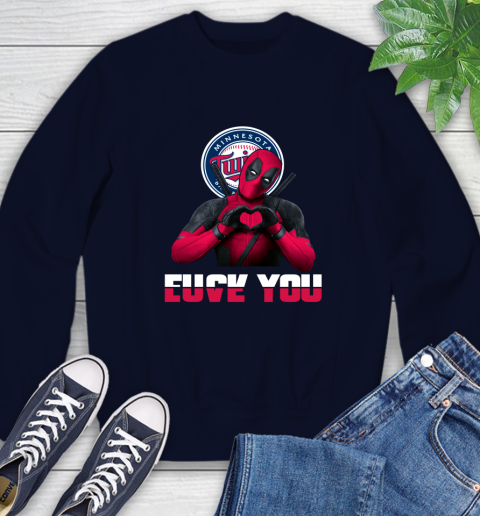 MLB Minnesota Twins Deadpool Love You Fuck You Baseball Sports Sweatshirt 2