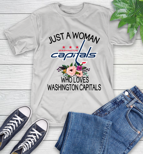 NHL Just A Woman Who Loves Washington Capitals Hockey Sports T-Shirt