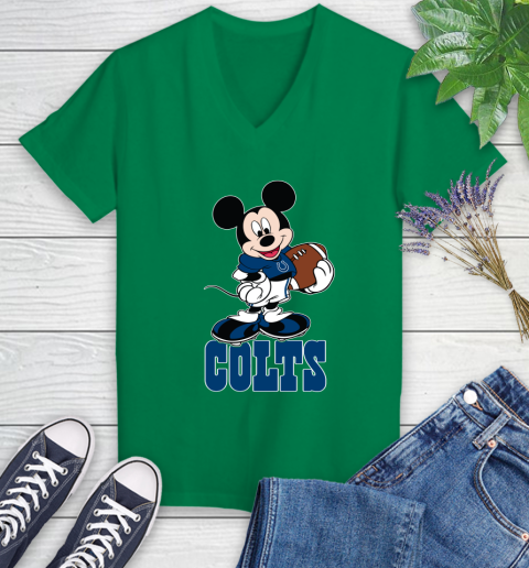 NFL Football Indianapolis Colts Cheerful Mickey Mouse Shirt Women's V-Neck T-Shirt 5