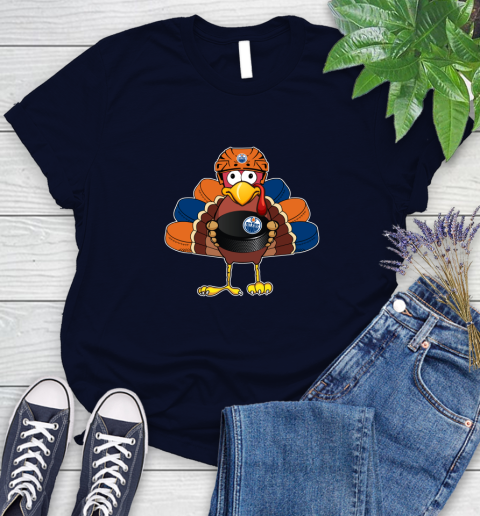 Edmonton Oilers Turkey Thanksgiving Day Women's T-Shirt 4 Edmonton Oilers Turkey Thanksgiving Day Women's T-Shirt - Image 4
