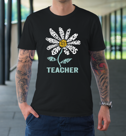 Life is good Teacher Daisy T shirt Teach School Sunflower T-Shirt