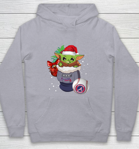 Atlanta Braves Christmas Baby Yoda Star Wars Funny Happy MLB Youth Hoodie 5