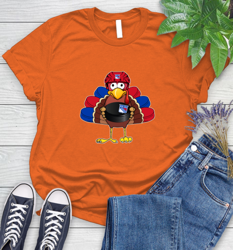 New York Rangers Turkey Thanksgiving Day Women's T-Shirt 4