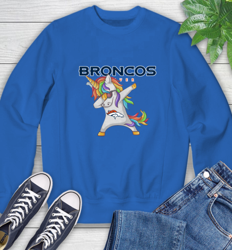 Denver Broncos NFL Football Funny Unicorn Dabbing Sports Sweatshirt 8