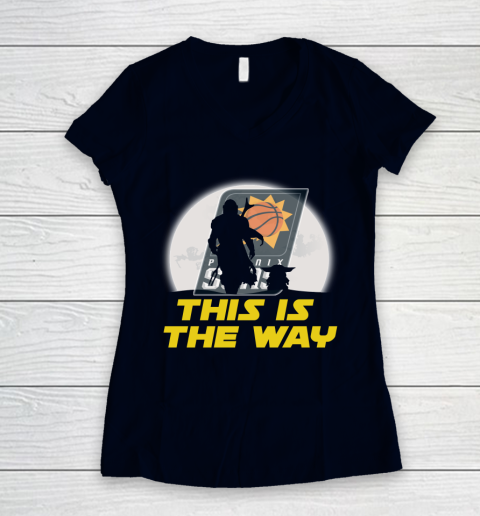 Phoenix Suns NBA Basketball Star Wars Yoda And Mandalorian This Is The Way Women's V-Neck T-Shirt 2