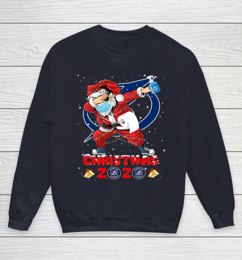 Tampa Bay Lightning Funny Santa Claus Dabbing Christmas 2020 NHL Youth Sweatshirt 2
