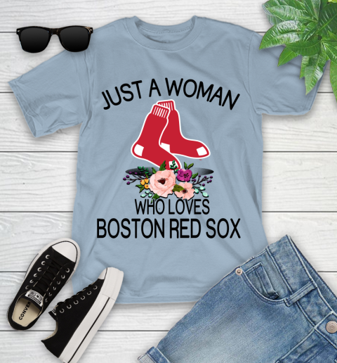 MLB Just A Woman Who Loves Boston Red Sox Baseball Sports Youth T-Shirt 6