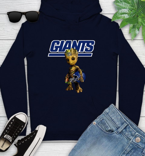 New York Giants NFL Football Groot Marvel Guardians Of The Galaxy Youth Hoodie