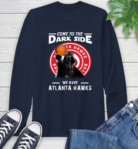 NBA Come To The Dark Side We Have Atlanta Hawks Star Wars Darth Vader Basketball Long Sleeve T-Shirt 3
