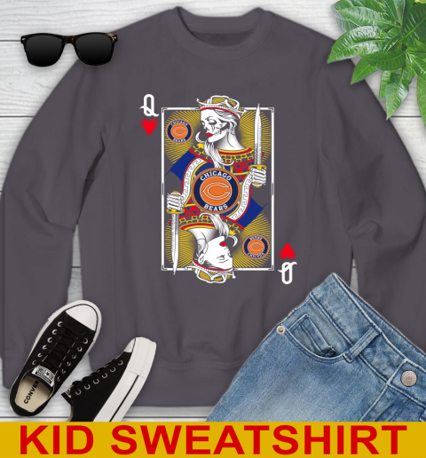 NFL Football Chicago Bears The Queen Of Hearts Card Shirt Youth Sweatshirt 5