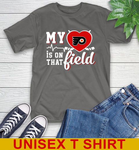 NHL My Heart Is On That Field Hockey Sports Philadelphia Flyers T-Shirt 10