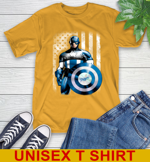 Los Angeles Dodgers MLB Baseball Captain America Marvel Avengers American Flag Shirt T-Shirt 2