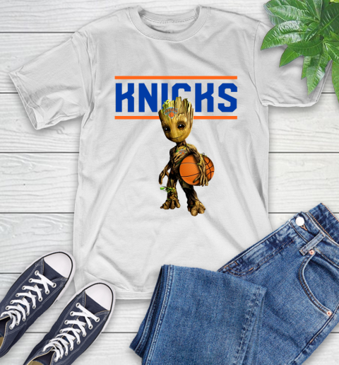 New York Knicks NBA Basketball Groot Marvel Guardians Of The Galaxy T-Shirt