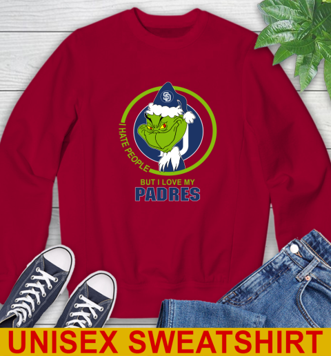 San Diego Padres MLB Christmas Grinch I Hate People But I Love My Favorite Baseball Team Sweatshirt 7