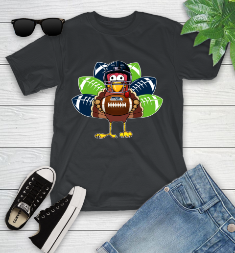 Seattle Seahawks Turkey Thanksgiving Day Youth T-Shirt 2