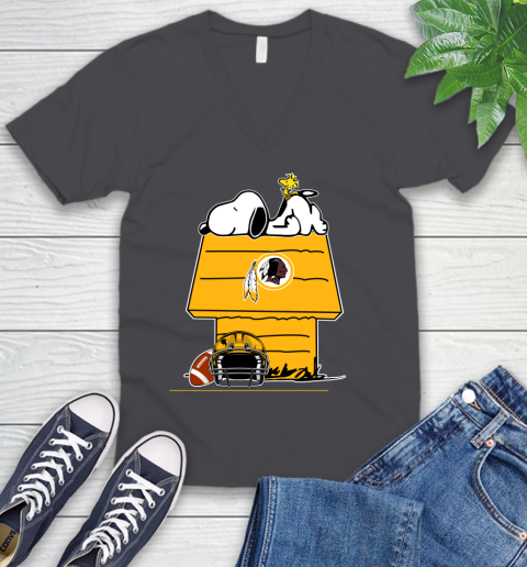 Washington Redskins NFL Football Snoopy Woodstock The Peanuts Movie V-Neck T-Shirt 5