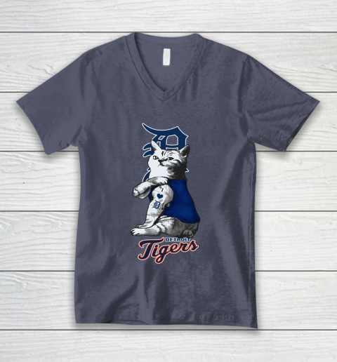 MLB Baseball My Cat Loves Detroit Tigers V-Neck T-Shirt 7