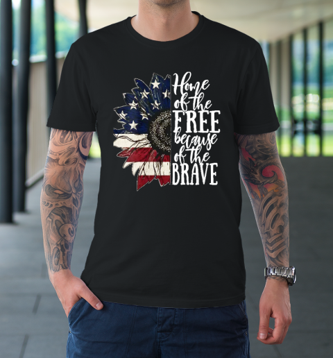 American Flag Patriot Home Of The Free Because Of The Brave T-Shirt