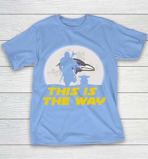 Baltimore Ravens NFL Football Star Wars Yoda And Mandalorian This Is The Way Youth T-Shirt 8