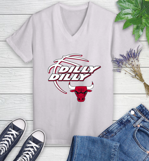 NBA Chicago Bulls Dilly Dilly Basketball Sports Women's V-Neck T-Shirt