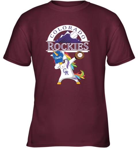 Hip Hop Dabbing Unicorn Flippin Love Colorado Rockies Youth T-Shirt