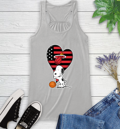 Miami Heat NBA Basketball The Peanuts Movie Adorable Snoopy Racerback Tank