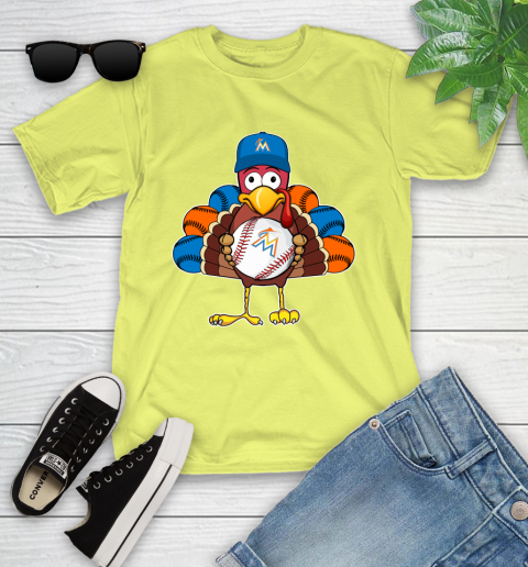 Miami Marlins Turkey thanksgiving Youth T-Shirt 8