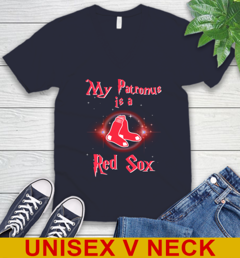 MLB Baseball Harry Potter My Patronus Is A Boston Red Sox V-Neck T-Shirt