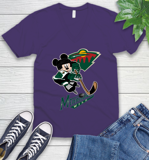 NHL Minnesota Wild Mickey Mouse Disney Hockey T Shirt V-Neck T-Shirt 10